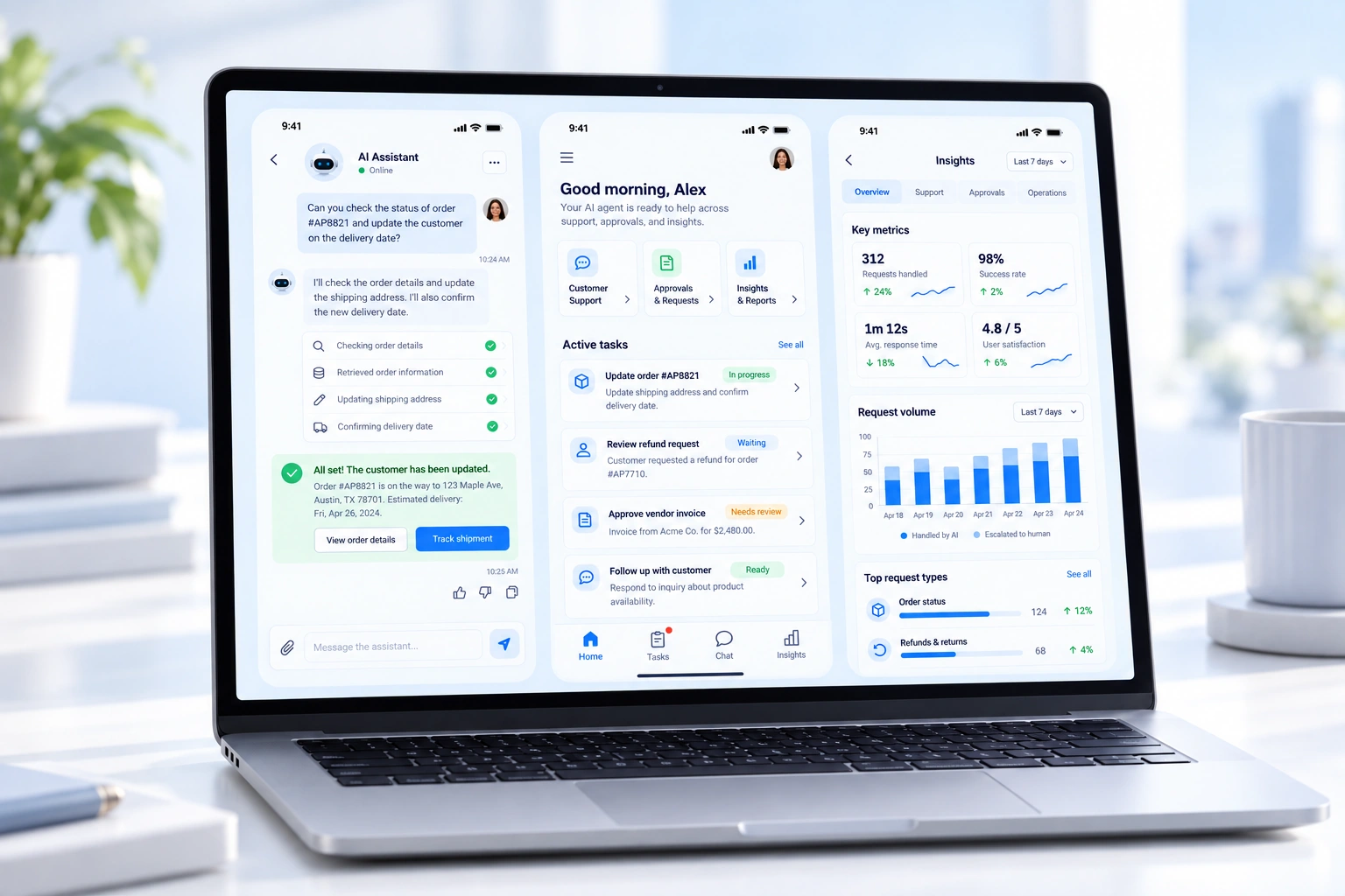 Customer support team with AI assistant