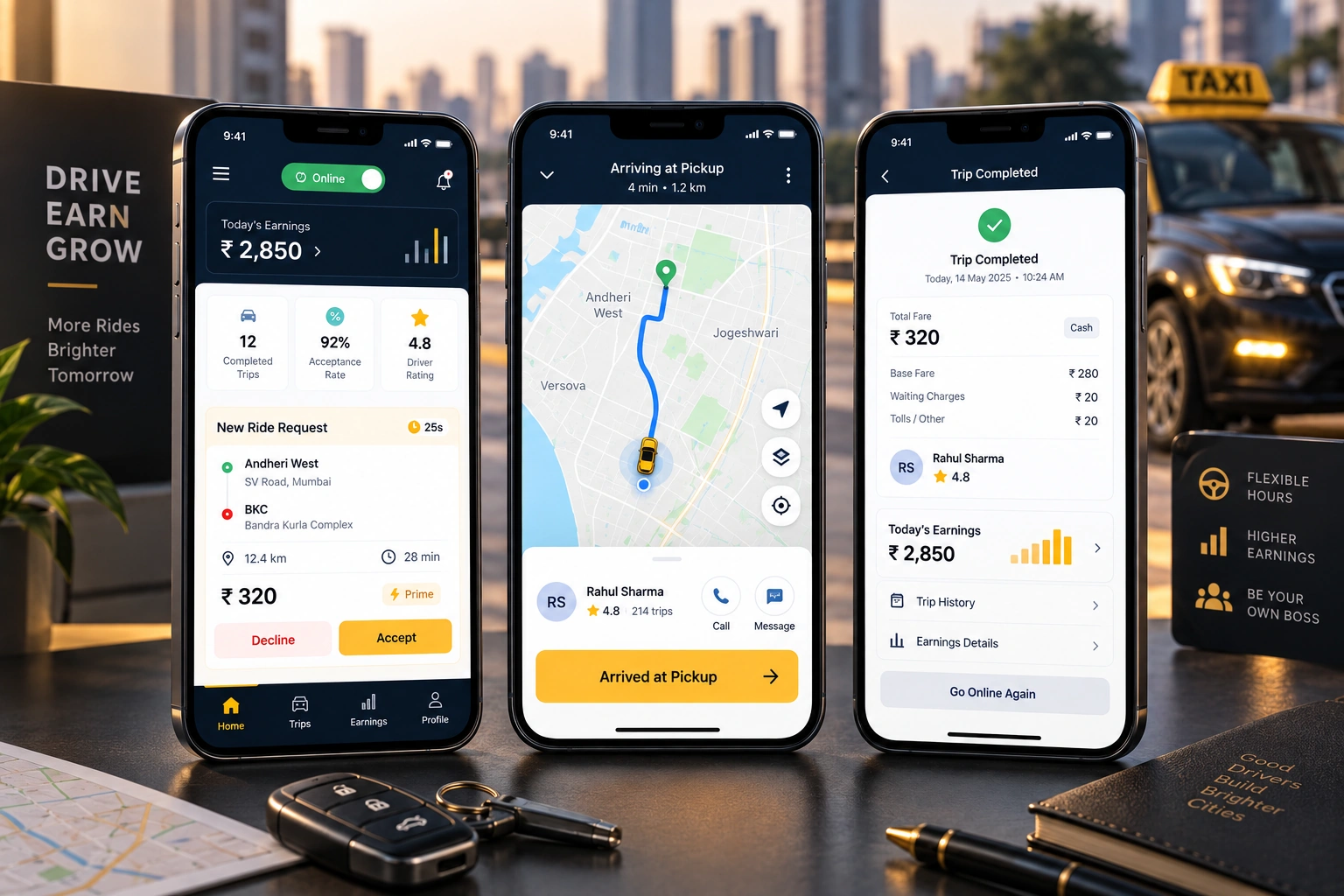 Premium urban mobility and cab booking product visual