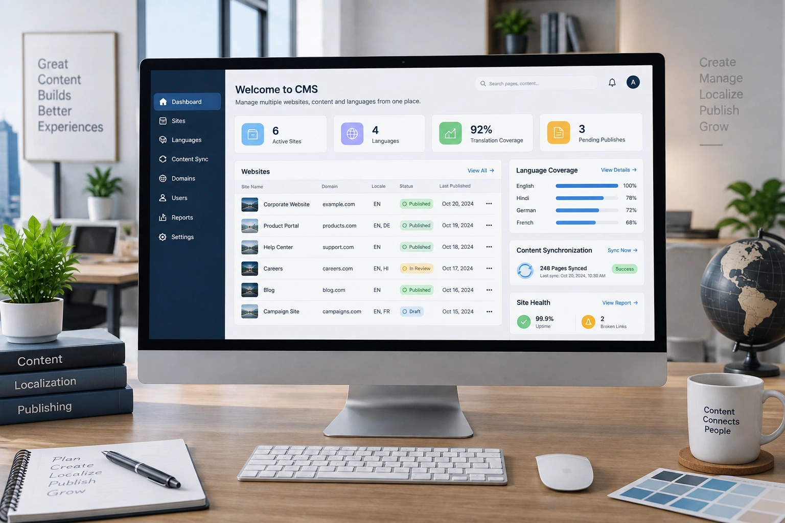 Custom CMS planning and digital publishing product visual