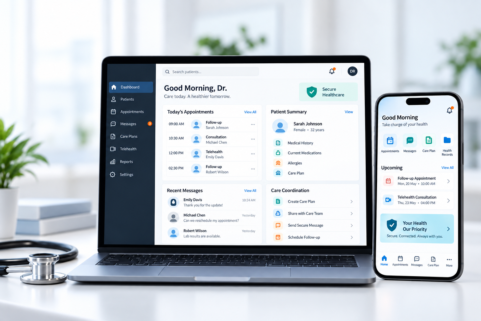 Healthcare professional using digital health software