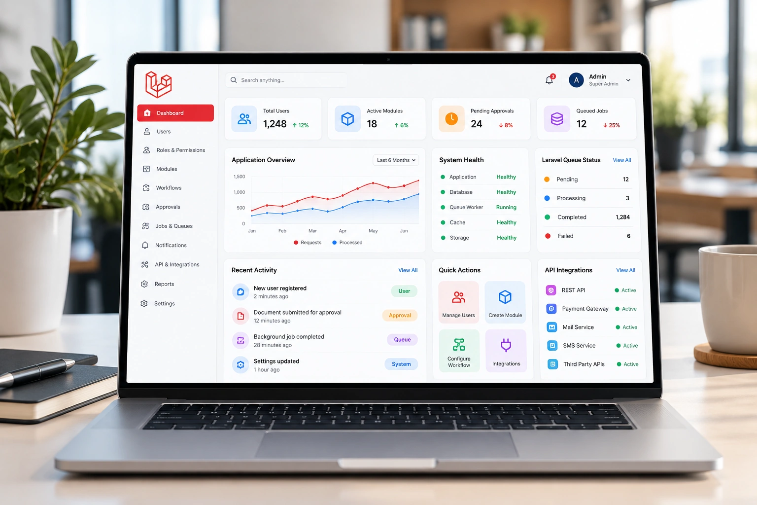 Developer building a Laravel backend and portal platform