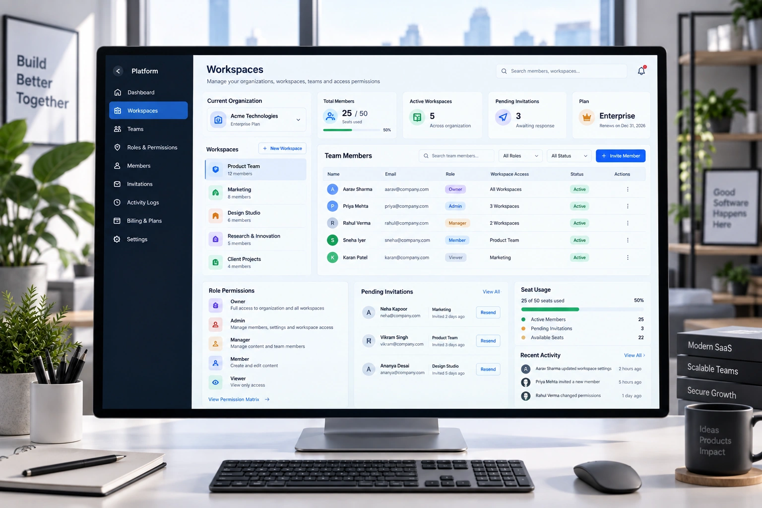 Laptop showing a refined SaaS style digital product interface
